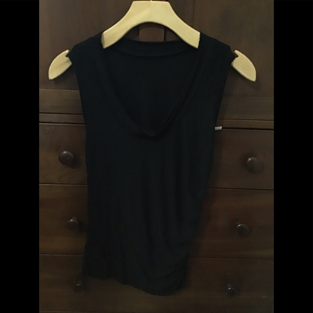 Simple black tank top with synched sides